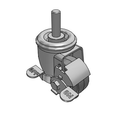 2 Series Casters Threaded Stem Caster with 2.5 x 1.25 Performa Rubber (Flat) Wheel and Top Lock Brake