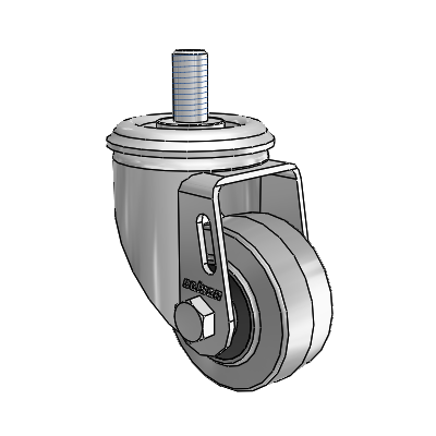 2 Series Threaded Stem Zinc Swivel Caster Caster with 2.5 x 1.25 Grey on Black Performa Rubber (Flat/Conductive) Wheel
