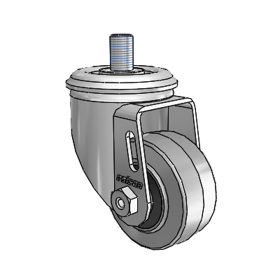 2 Series Threaded Stem Zinc Swivel Caster Caster with 2.5 x 1.25 Grey on Black Performa Rubber (Flat/Conductive) Wheel