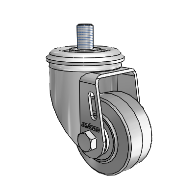2 Series Threaded Stem Zinc Swivel Caster Caster with 2.5 x 1.25 Grey on Grey Performa Rubber (Flat) Wheel