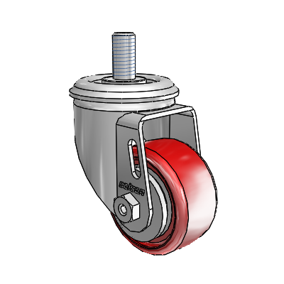 2 Series Threaded Stem Zinc Swivel Caster Caster with 2.5 x 1.25 Maroon on Grey Polyurethane HI-TECH Wheel