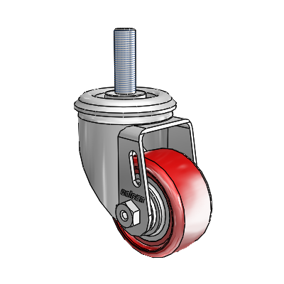 2 Series Threaded Stem Zinc Swivel Caster Caster with 2.5 x 1.25 Maroon on Grey Polyurethane HI-TECH Wheel