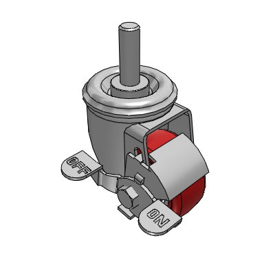 2 Series Casters Threaded Stem Caster with 2.5 x 1.25 Polyurethane HI-TECH Wheel and Top Lock Brake