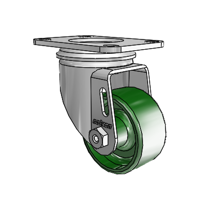 2 Series Casters Top Plate Swivel Zinc Swivel Caster with 2.5 x 1.25 Green Cast Iron Wheel