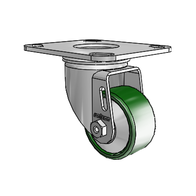 2 Series Casters Top Plate Swivel Zinc Swivel Caster with 2.5 x 1.25 Green Cast Iron Wheel