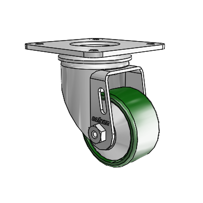 2 Series Casters Top Plate Swivel Zinc Swivel Caster with 2.5 x 1.25 Green Cast Iron Wheel