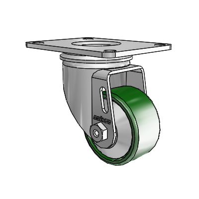2 Series Casters Top Plate Swivel Zinc Swivel Caster with 2.5 x 1.25 Green Cast Iron Wheel