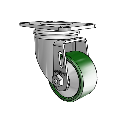 2 Series Casters Top Plate Swivel Zinc Swivel Caster with 2.5 x 1.25 Green Cast Iron Wheel
