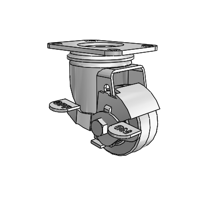 2 Series Casters Top Plate Swivel Zinc Swivel Caster with 2.5 x 1.25 Grey on Grey Performa Rubber (Flat) Wheel and Top Lock Brake