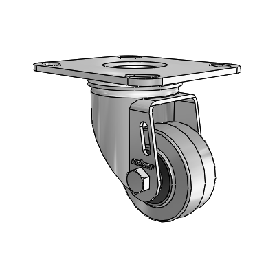 2 Series Casters Top Plate Swivel Zinc Swivel Caster with 2.5 x 1.25 Grey on Black Performa Rubber (Flat/Conductive) Wheel
