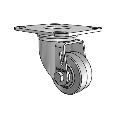 2 Series Casters Top Plate Swivel Zinc Swivel Caster with 2.5 x 1.25 Grey on Grey Performa Rubber (Flat) Wheel