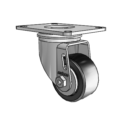 2 Series Casters Top Plate Swivel Zinc Swivel Caster with 2.5 x 1.25 Black Polyolefin Wheel