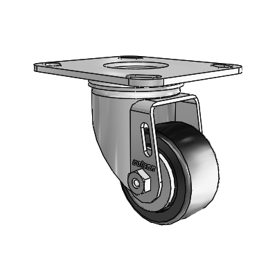 2 Series Casters Top Plate Swivel Zinc Swivel Caster with 2.5 x 1.25 Black Polyolefin Wheel