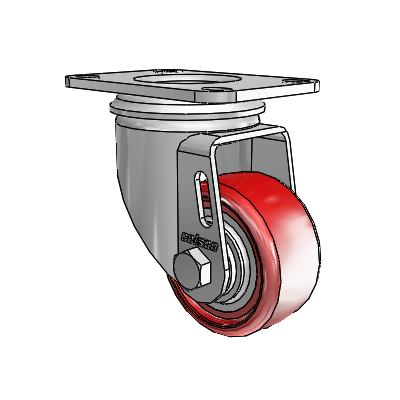 2 Series Casters Top Plate Swivel Zinc Swivel Caster with 2.5 x 1.25 Maroon on Grey Polyurethane HI-TECH Wheel