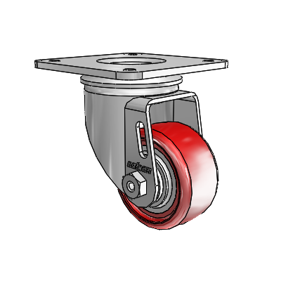 2 Series Casters Top Plate Swivel Zinc Swivel Caster with 2.5 x 1.25 Maroon on Grey Polyurethane HI-TECH Wheel