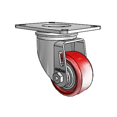 2 Series Casters Top Plate Swivel Zinc Swivel Caster with 2.5 x 1.25 Maroon on Grey Polyurethane HI-TECH Wheel