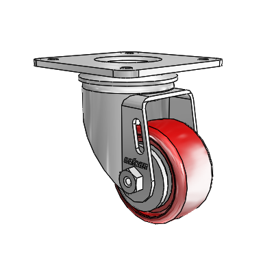 2 Series Casters Top Plate Swivel Zinc Swivel Caster with 2.5 x 1.25 Maroon on Grey Polyurethane HI-TECH Wheel
