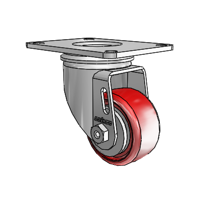2 Series Casters Top Plate Swivel Zinc with 2.5 x 1.25 Maroon on Grey Polyurethane HI-TECH Wheel