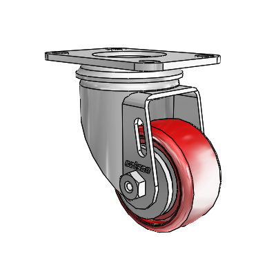 2 Series Casters Top Plate Swivel Zinc with 2.5 x 1.25 Maroon on Grey Polyurethane HI-TECH Wheel