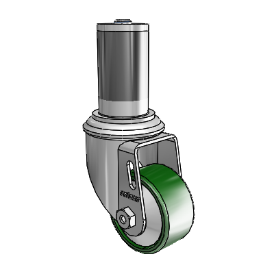 2 Series Expanding Adapter Stem Zinc Swivel Caster with 2.5 x 1.25 Green Cast Iron Wheel