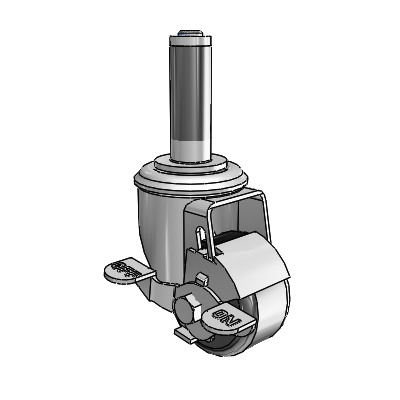 2 Series Expanding Adapter Stem Zinc Swivel Caster with 2.5 x 1.4375 Black Phenolic Wheel and Top Lock Brake