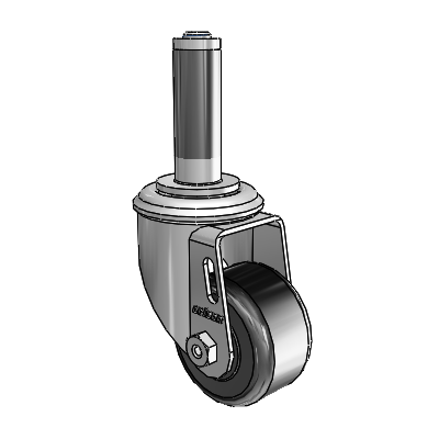 2 Series Expanding Adapter Stem Zinc Swivel Caster with 2.5 x 1.4375 Black Phenolic Wheel