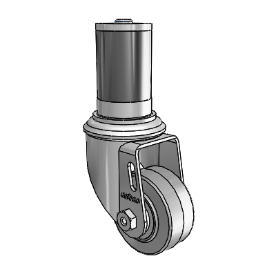 2 Series Expanding Adapter Stem Zinc Swivel Caster with 2.5 x 1.25 Grey on Grey Performa Rubber (Flat) Wheel