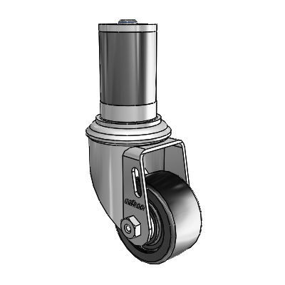 2 Series Expanding Adapter Stem Zinc Swivel Caster with 2.5 x 1.25 Black Polyolefin Wheel