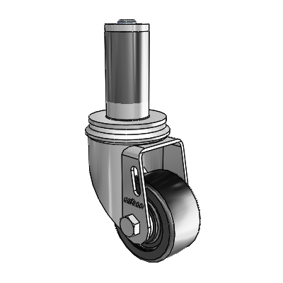 2 Series Expanding Adapter Stem Zinc Swivel Caster with 2.5 x 1.25 Black Polyolefin Wheel