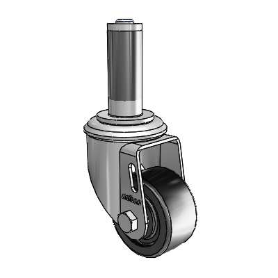 2 Series Expanding Adapter Stem Zinc Swivel Caster with 2.5 x 1.25 Black Polyolefin Wheel