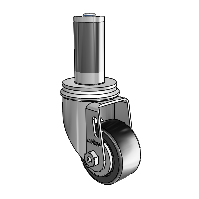 2 Series Expanding Adapter Stem Zinc Swivel Caster with 2.5 x 1.25 Black Polyolefin Wheel