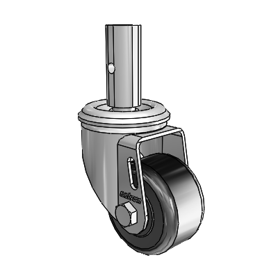2 Series Casters Square Stem Swivel Zinc with 2.5 x 1.4375 Black Phenolic Wheel