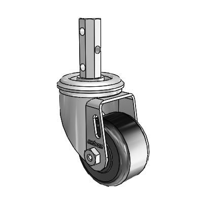 2 Series Casters Square Stem Swivel Zinc with 2.5 x 1.4375 Black Phenolic Wheel