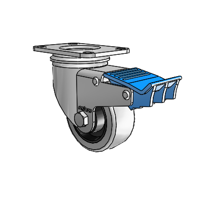 2 Series Casters Top Plate Swivel Zinc with 3 x 1.25 Grey on Grey Rubber HI-TECH Wheel and Directional Lock Brake