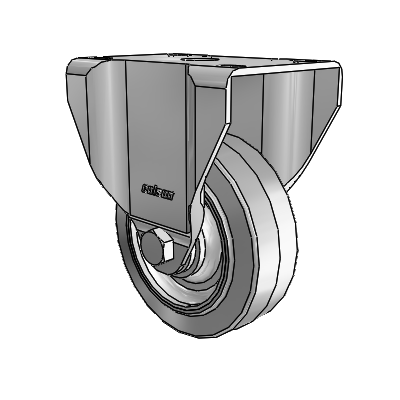 2 Series Casters Top Plate Rigid Zinc with 3.5 x 1.25 Grey on Grey Performa Rubber (Flat) Wheel