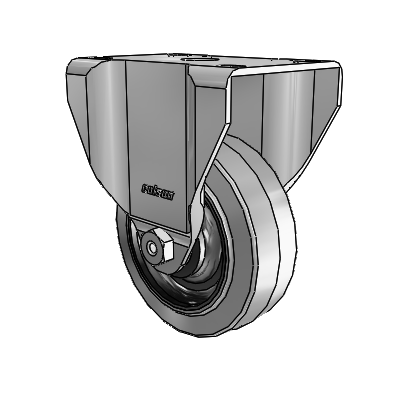 2 Series Casters Top Plate Rigid Zinc with 3.5 x 1.25 Grey on Black Performa Rubber (Flat/Conductive) Wheel