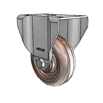 2 Series Casters Top Plate Rigid Zinc with 3.5 x 1.25 Brown Thermo Wheel