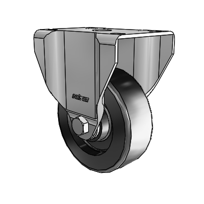 2 Series Casters Top Plate Rigid Zinc with 3.5 x 1.25 Black Polyolefin Wheel