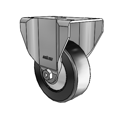 2 Series Casters Top Plate Rigid Zinc with 3.5 x 1.25 Black Polyolefin Wheel