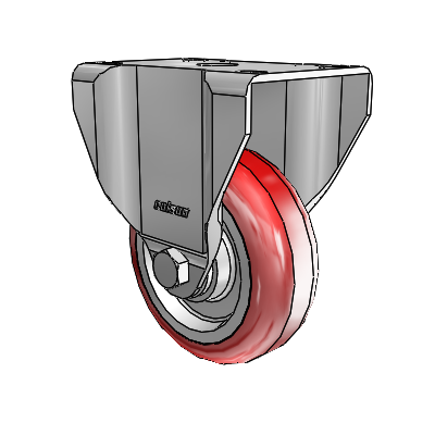 2 Series Casters Top Plate Rigid Zinc with 3.5 x 1.25 Maroon on Grey Polyurethane HI-TECH Wheel