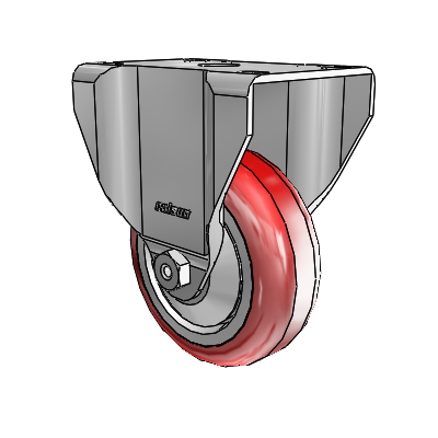 2 Series Casters Top Plate Rigid Zinc with 3.5 x 1.25 Maroon on Grey Polyurethane HI-TECH Wheel
