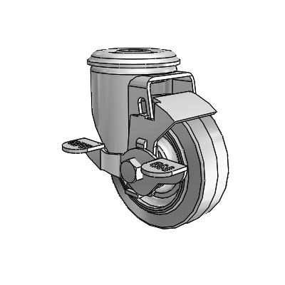 2 Series Modular Stem Zinc Swivel Caster with 3.5 x 1.25 Grey on Grey Performa Rubber (Flat) Wheel and Top Lock Brake