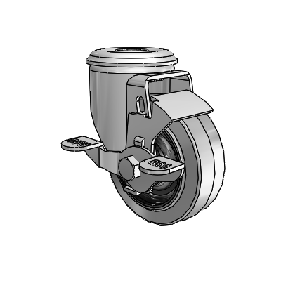 2 Series Modular Stem Zinc Swivel Caster with 3.5 x 1.25 Grey on Black Performa Rubber (Flat/Conductive) Wheel and Top Lock Brake