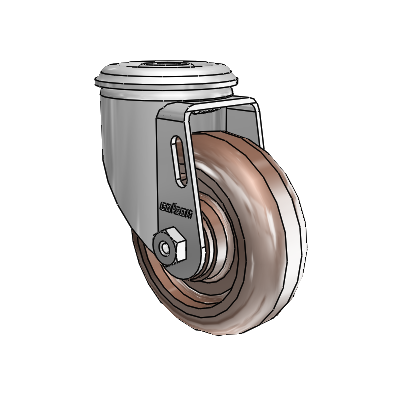2 Series Modular Stem Zinc Swivel Caster with 3.5 x 1.25 Brown Thermo Wheel