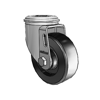 2 Series Modular Stem Zinc Swivel Caster with 3.5 x 1.25 Black Polyolefin Wheel