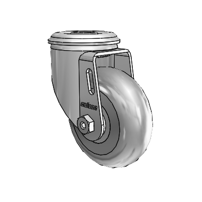 2 Series Modular Stem Zinc Swivel Caster Caster with 3.5 x 1.3125 Grey on Grey Performa Rubber (Round) Wheel