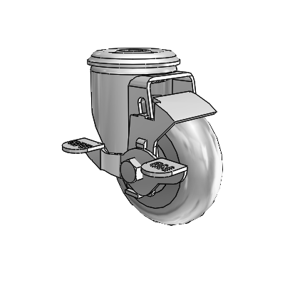 2 Series Modular Stem Zinc Swivel Caster with 3.5 x 1.3125 Grey on Grey Performa Rubber (Round) Wheel and Top Lock Brake