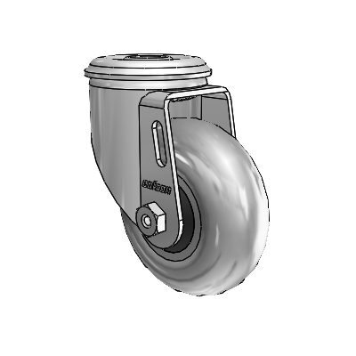 2 Series Modular Stem Zinc Swivel Caster with 3.5 x 1.3125 Grey on Black Performa Rubber (Round/Conductive) Wheel