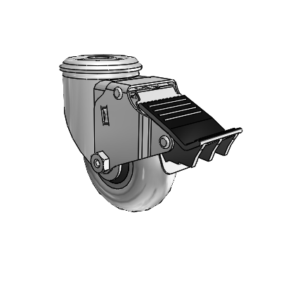 2 Series Modular Stem Zinc Swivel Caster with 3.5 x 1.3125 Grey on Black Performa Rubber (Round/Conductive) Wheel and Total Lock Brake