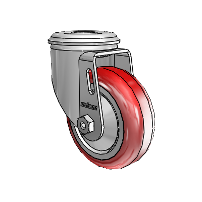 2 Series Modular Stem Zinc Swivel Caster with 3.5 x 1.25 Maroon on Grey Polyurethane HI-TECH Wheel